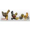 Image 1 : Lot of 3: Tin Litho Rooster Wind-Up Toys.