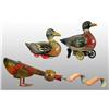 Image 1 : Lot of 3: Tin Litho Duck Toys.