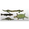 Image 1 : Lot of 5: Wooden Alligator, Snake, & Fish Toys.
