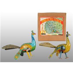 Lot of 2: Tin Peacock Wind-Up Toys.