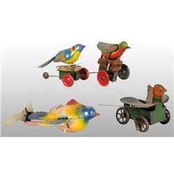Lot of 4: Tin Bird Wind-Up Toys.