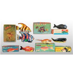Lot of 6: Tin Fish Toys.
