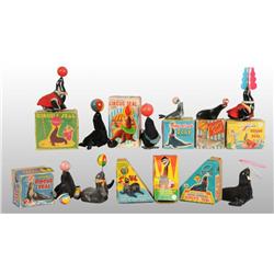 Lot of 9: Seal Wind-Up Toys.