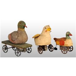 Lot of 3: Felt-Covered Animal Wind-Up Toys.