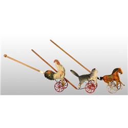 Lot of 3: Gibbs Animal Push Toys.