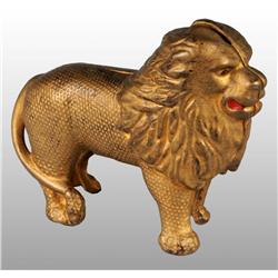 Cast Iron Quilted Lion Still Bank.
