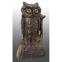 Cast Iron Owl Turns Head Mechanical Bank.