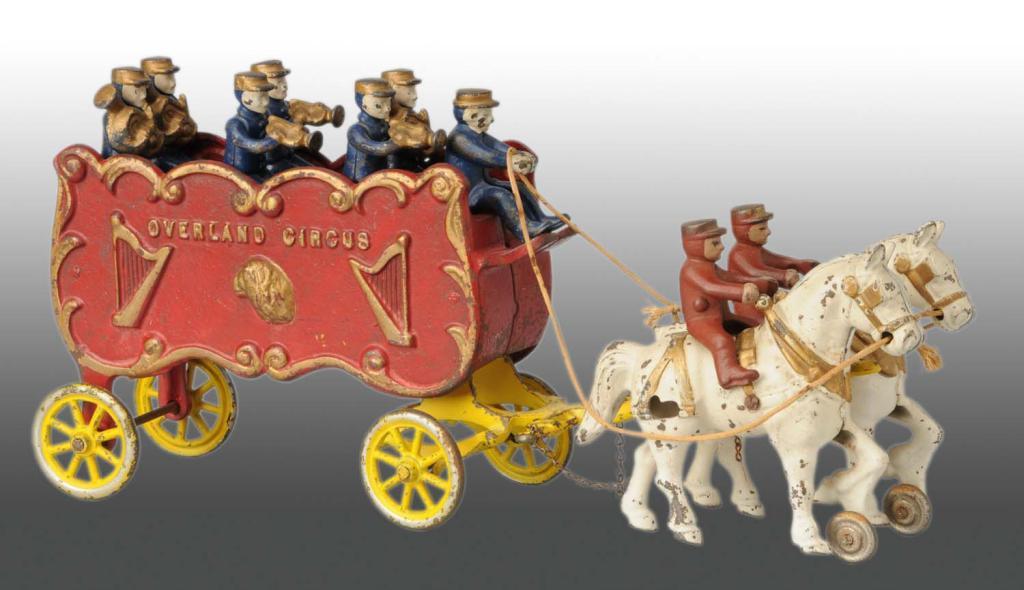Cast Iron HorseDrawn Overland Circus Wagon Toy.