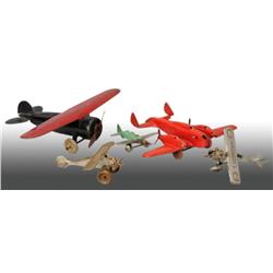 Lot of 5: Cast Iron & Pressed Steel Airplane Toys.