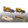 Image 1 : Lot of 4: Cast Iron & Slush Mold Vehicle Toys.