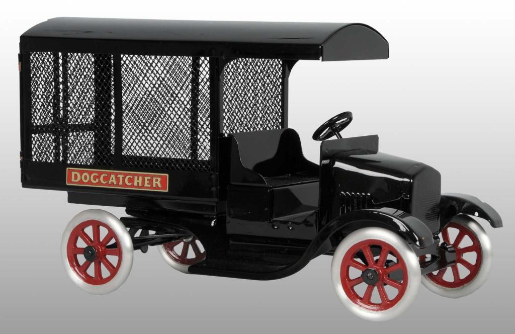 Pressed Steel Flivver Dog Catcher Truck Toy.