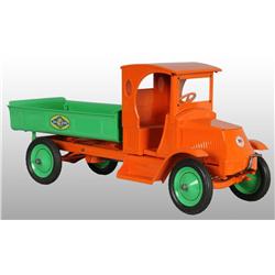 Pressed Steel American National Dump Truck Toy.