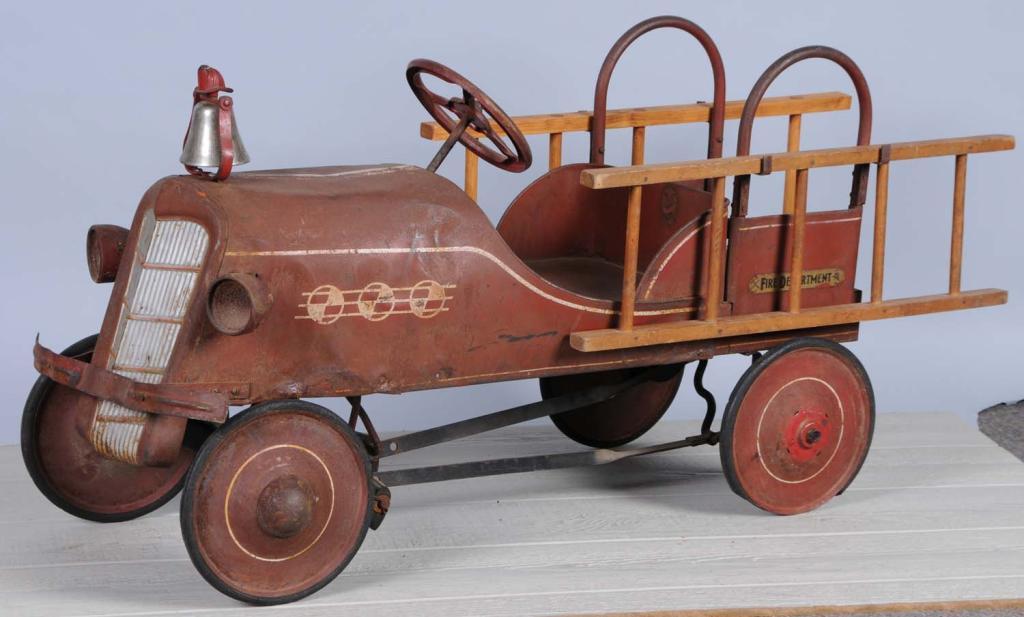 Pressed Steel Gendron Fire Ladder Truck Pedal Car.