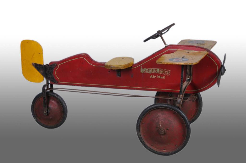 Wooden Rolls Racer Air Mail Pedal Plane.