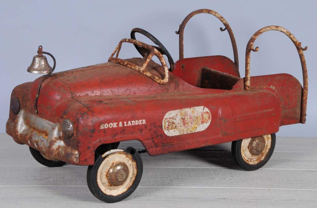 antique metal fire truck pedal car