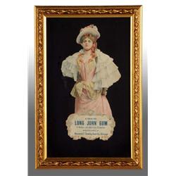 Framed Long John Gum Die-Cut Lady.