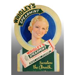 Cardboard Wrigley's Spearmint Chewing Gum Sign.