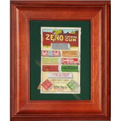 Framed Zeno Gum Die-Cut Sign.