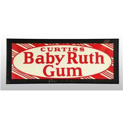 Tin Baby Ruth Gum Striped Sign.