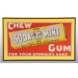 Framed Soda Mint Gum Sign.
