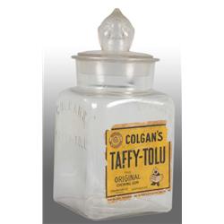 Colgan's Taffy Tolu Gum Jar with Lid.