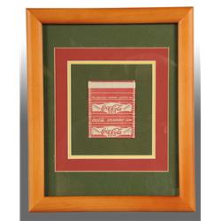 Framed Coca-Cola Gum Wrapper.
