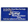 Image 1 : Cardboard Ford Dealer Savings Plan Trolley Sign.