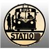 Image 1 : Porcelain Bus Station Round 2-Sided Sign.