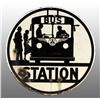 Image 2 : Porcelain Bus Station Round 2-Sided Sign.