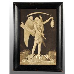 Framed Cardboard Elgin Watch Sign.