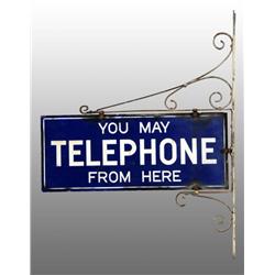 Porcelain Telephone Flange with Ornate Bracket.