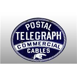 Porcelain Postal Telegraph & Cables 2-Sided Sign.