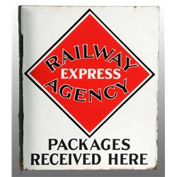 Porcelain Railway Express Agency 2-Sided Flange.