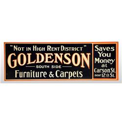 Embossed Tin Goldenson Furniture & Carpets Sign.