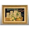 Image 1 : Framed Cardboard White Rose Canned Goods Sign.
