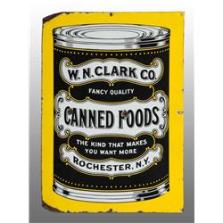 Porcelain Clark Canned Foods Sign.