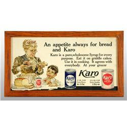 Cardboard Karo Syrup Charming Trolley Car Sign.