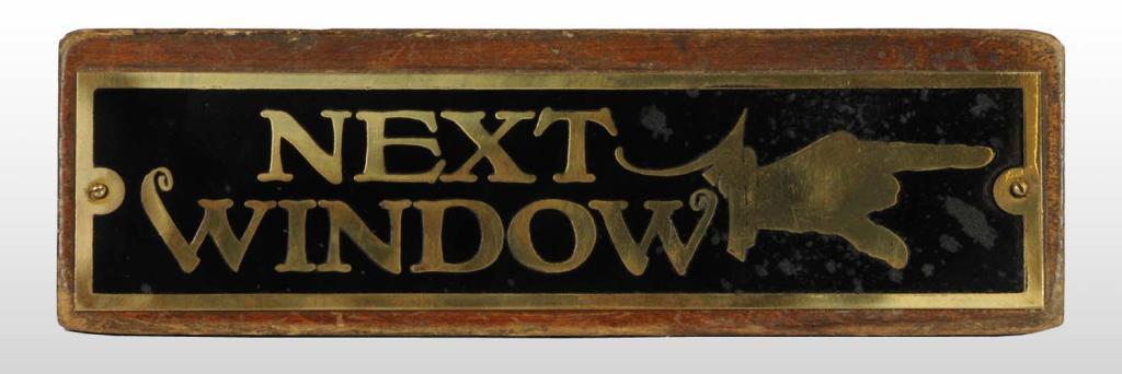 Wooden & Brass Next Window Teller 2-Sided Sign.