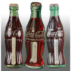 Lot of 3: Tin Coca-Cola Thermometers.