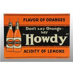 Embossed Tin Howdy Orange Sign.