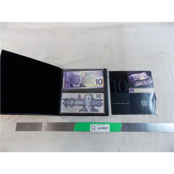 Canadian 10 dollar bills (matching serial numbers) lasting impressions book set