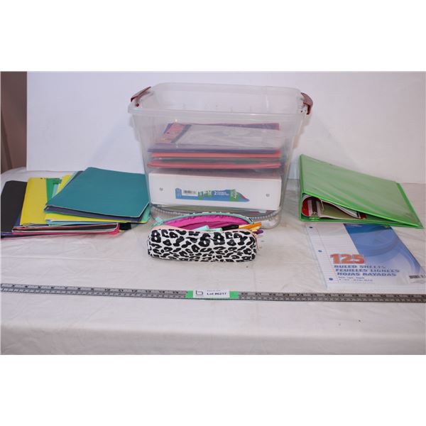 Tote with various school supplies