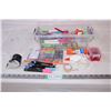 Image 1 : Plastic container with various pens,pencils,glue,tape