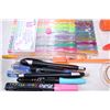 Image 2 : Plastic container with various pens,pencils,glue,tape