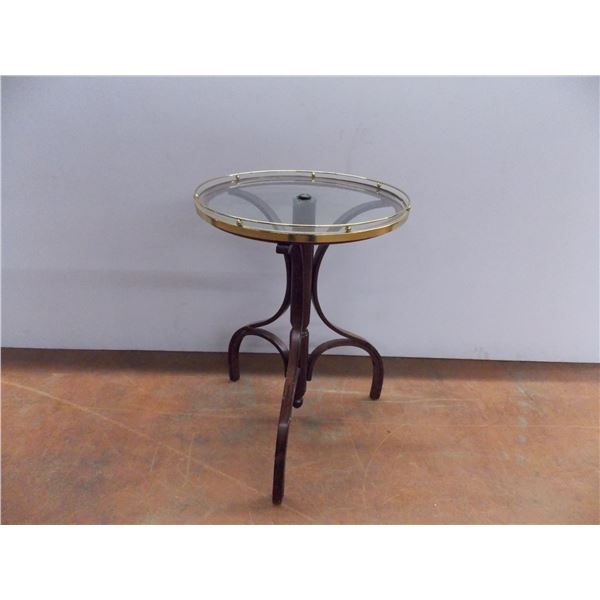 *Glass end table - 16  diameter 24  tall