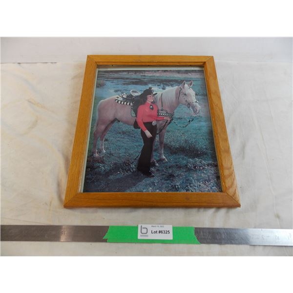 vintage picture in frame with horse - 16x14