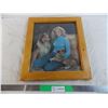 Image 1 : vintage picture in frame with dogs - 16x14