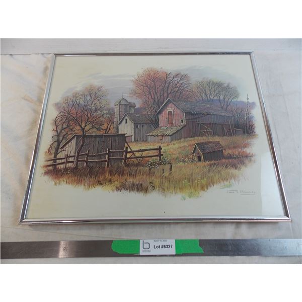 John Bradley farmyard picture in frame - 20x16