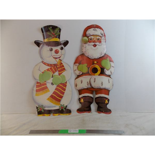 *Santa + snowman vintage cardboard cutouts