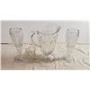 Cut glass wine glasses, pitcher, small cup